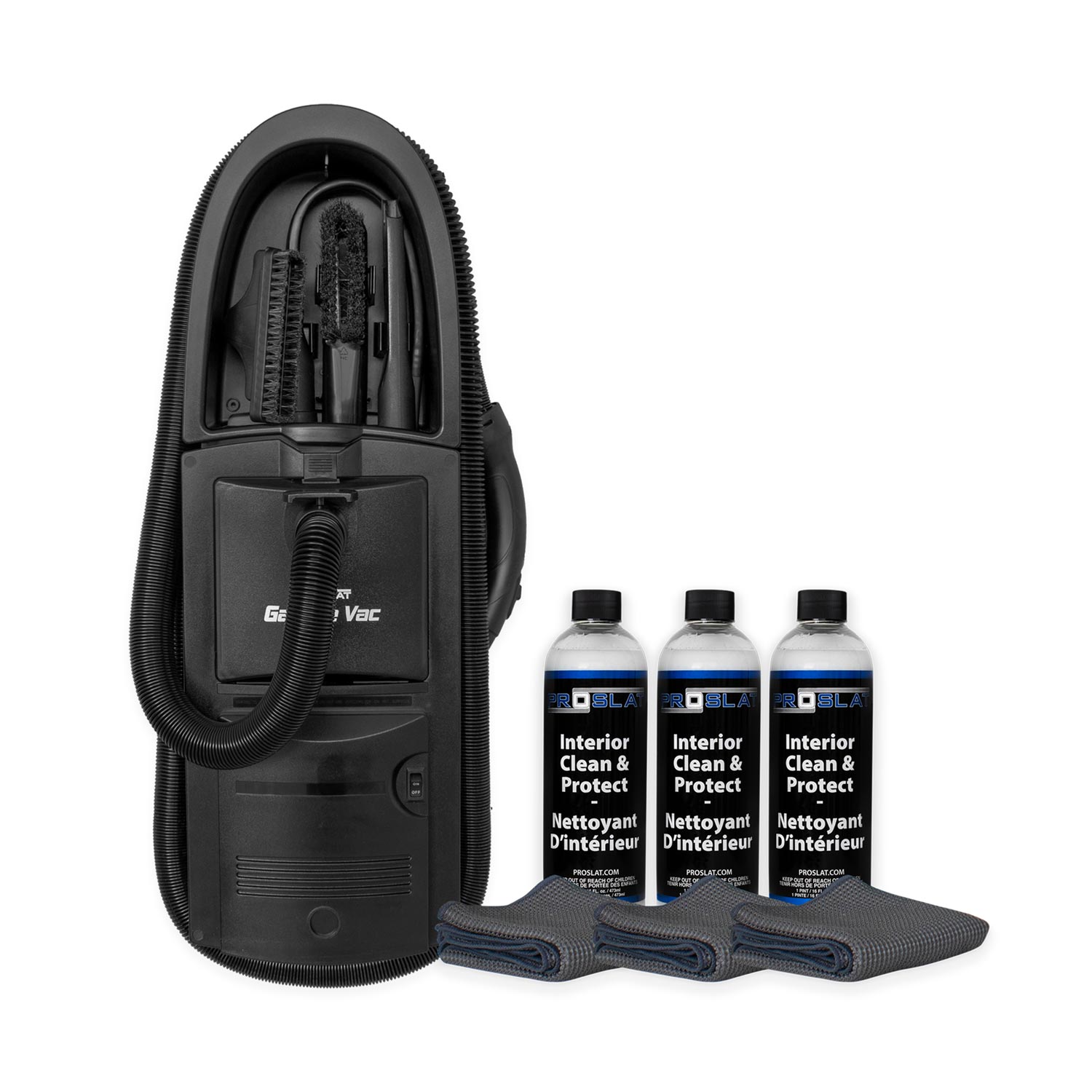Ensemble d'aspirateur et de produits d'entretien pour l'intérieur de la voiture