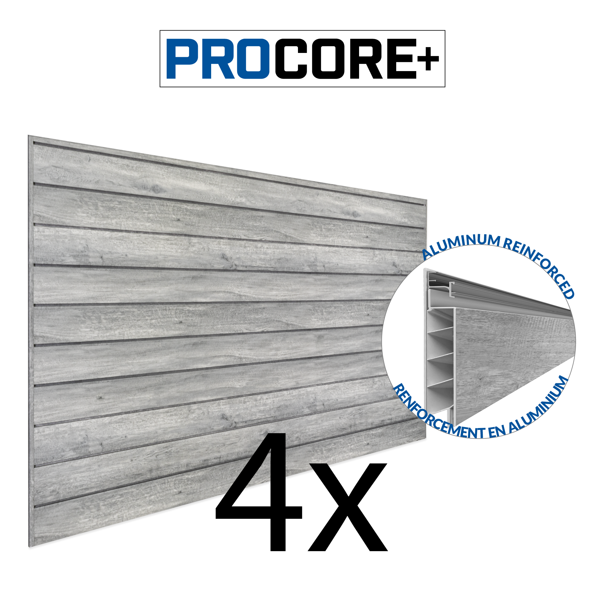 4 ft. x 8 ft. PROCORE PLUS PVC Slatwall – 4 Pack 128 sq ft