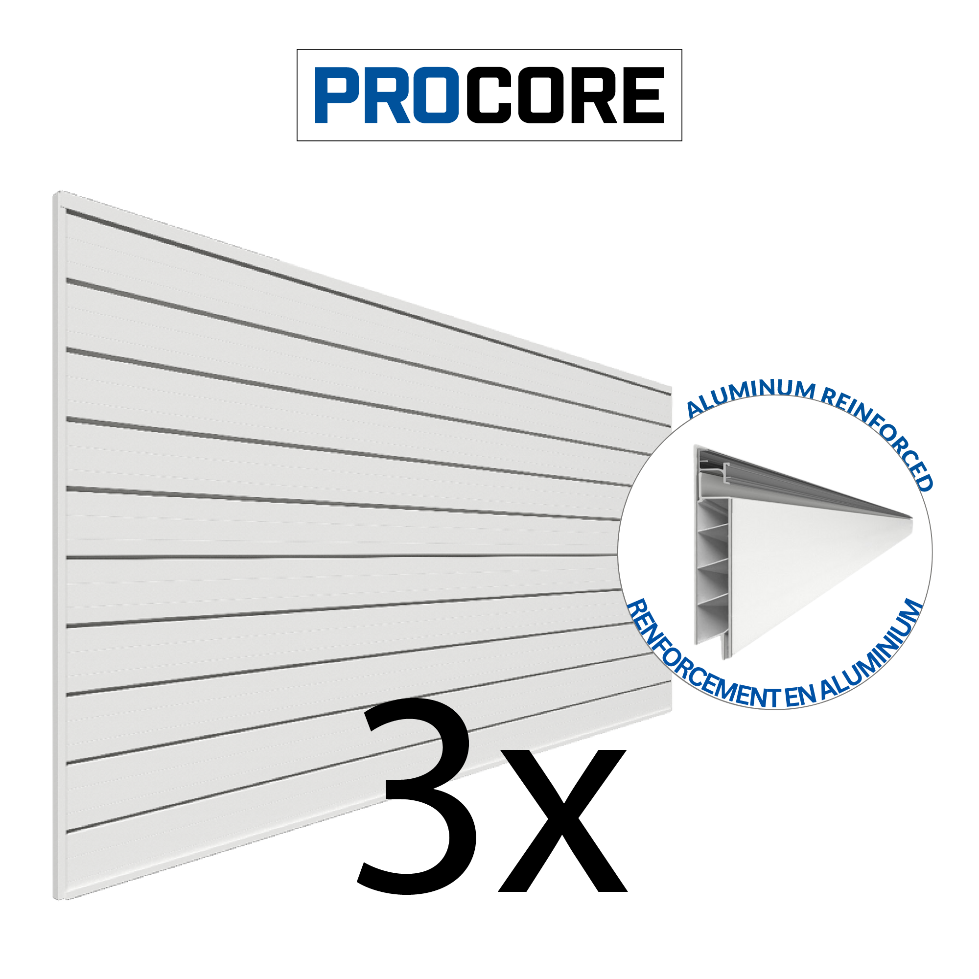 4 ft. x 8 ft. PROCORE PVC Slatwall - 3 Pack 96 sq ft