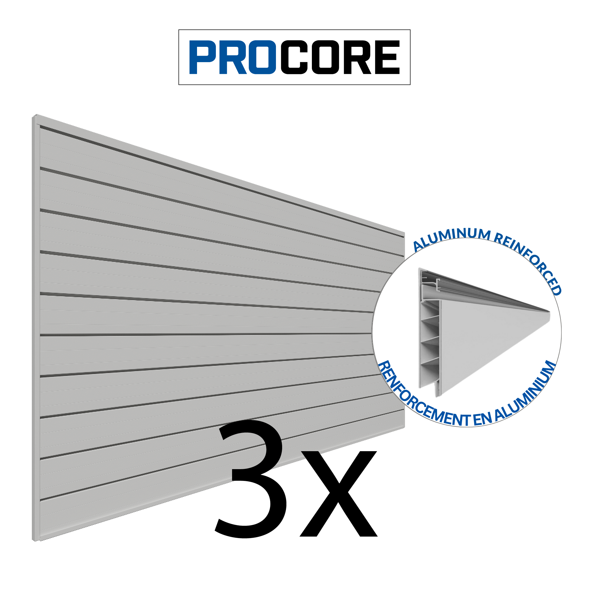 4 ft. x 8 ft. PROCORE PVC Slatwall - 3 Pack 96 sq ft
