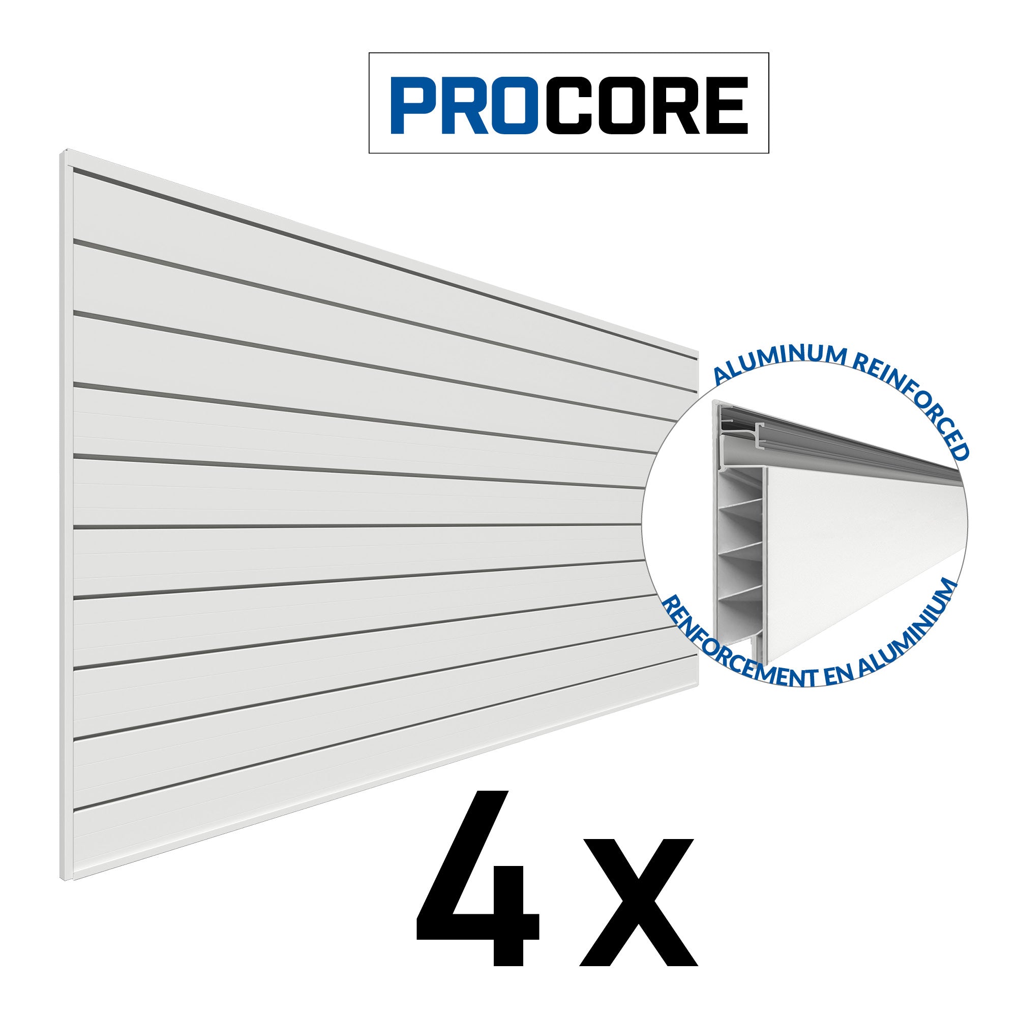 PROCORE – Panneaux en PVC de 4 pi x 8 pi – Ensemble de 4 – 128 pieds carrés