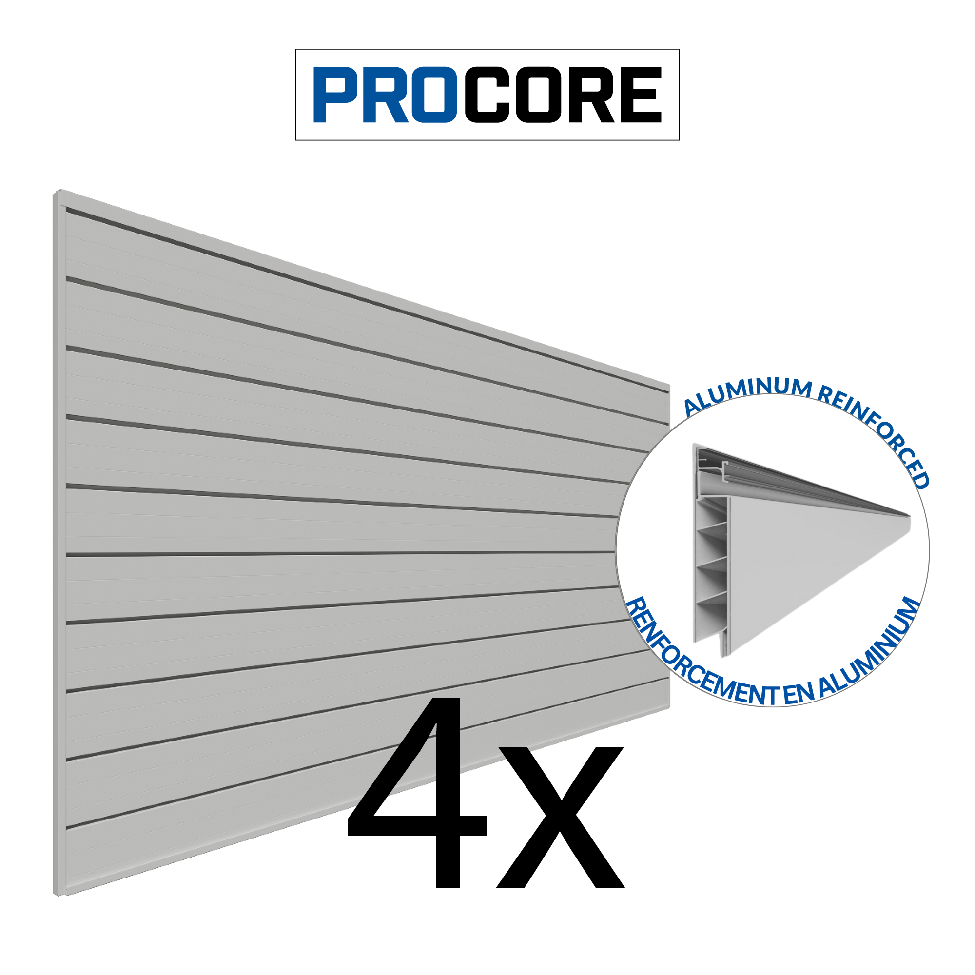 PROCORE – Panneaux en PVC de 4 pi x 8 pi – Ensemble de 4 – 128 pieds carrés