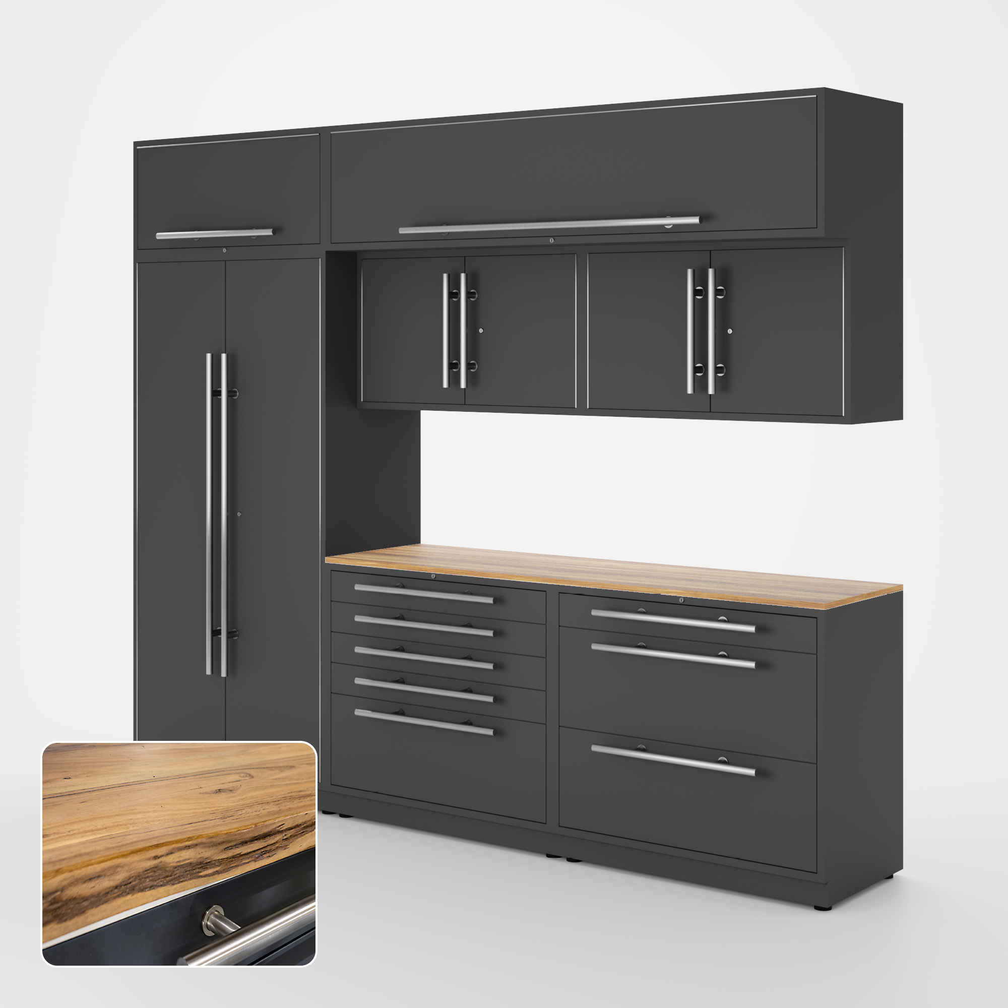 Armoires LUX — Ensemble de 10 pieds – COFFRE À OUTILS + Modules supérieurs