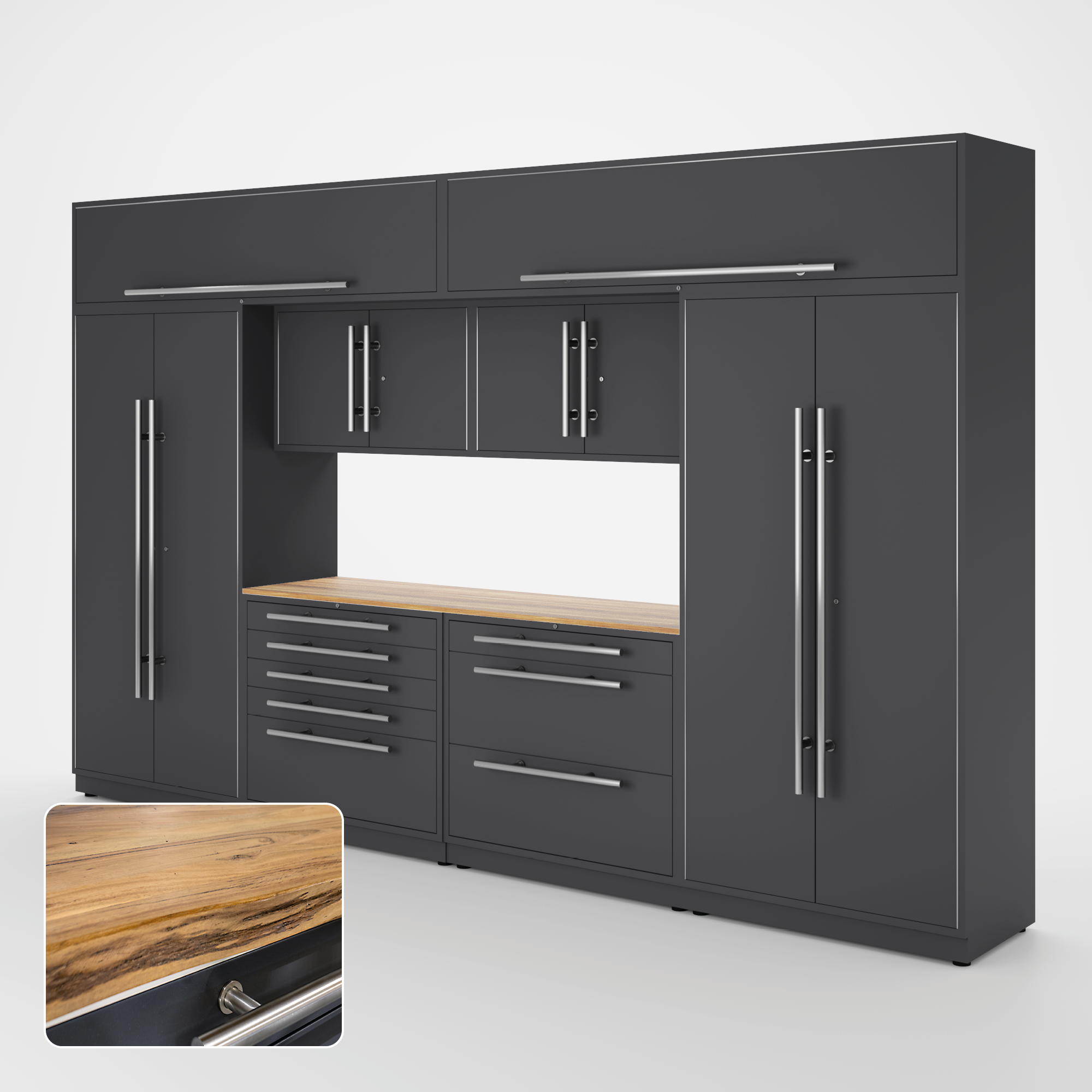 Armoires LUX — Ensemble de 13 pieds – COFFRE À OUTILS + Modules supérieurs