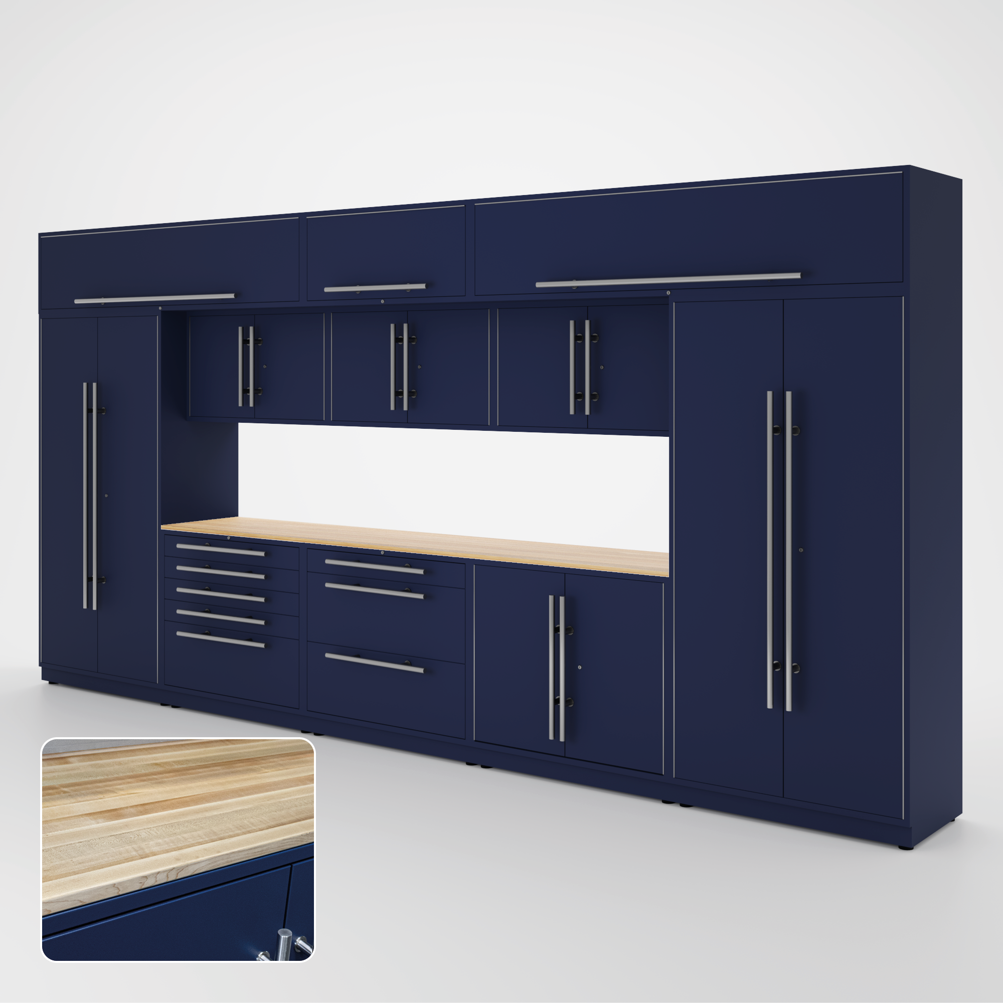 Armoires LUX — Ensemble de 16 pieds — Grand coffre + Modules supérieurs