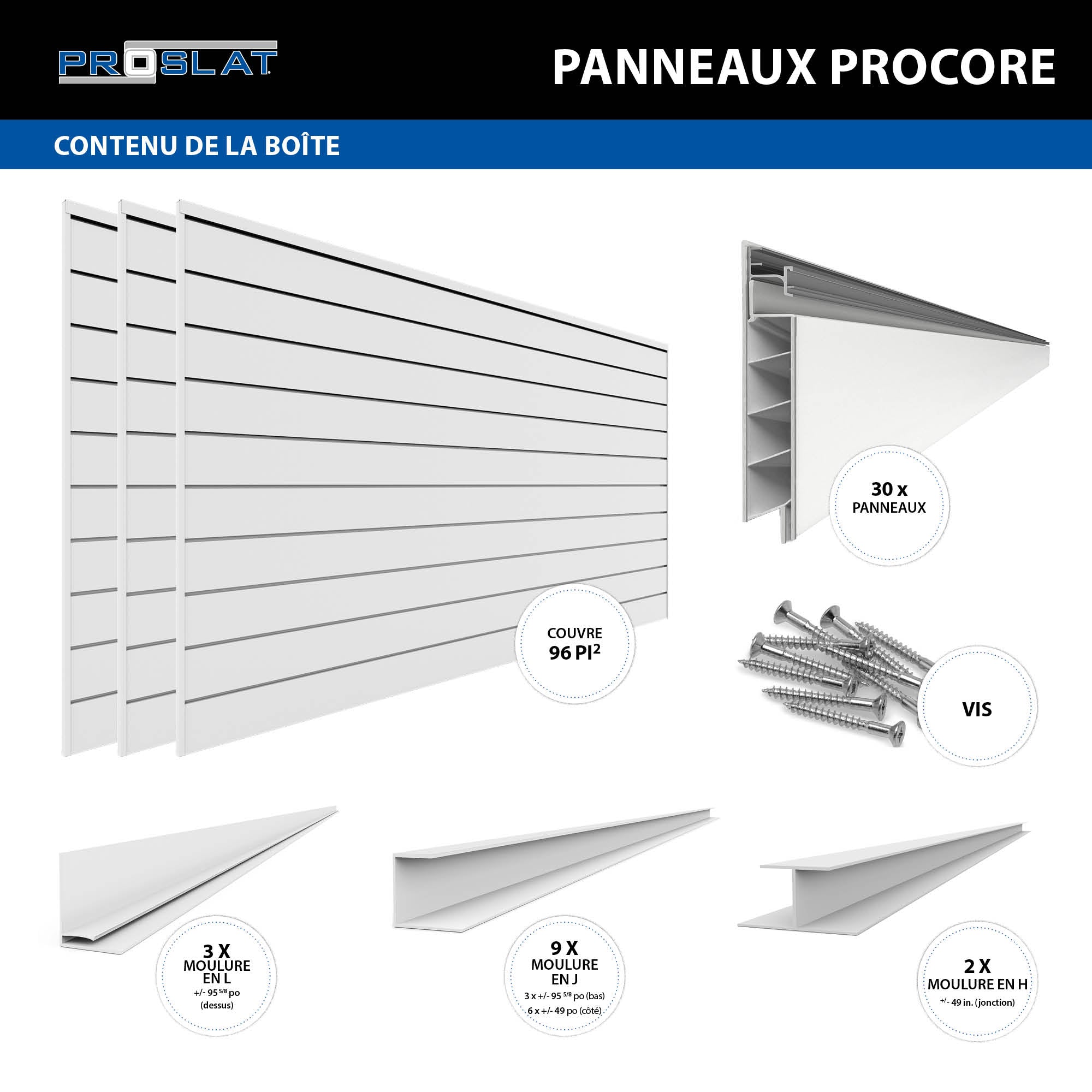 4 ft. x 8 ft. PROCORE PVC Slatwall - 3 Pack 96 sq ft