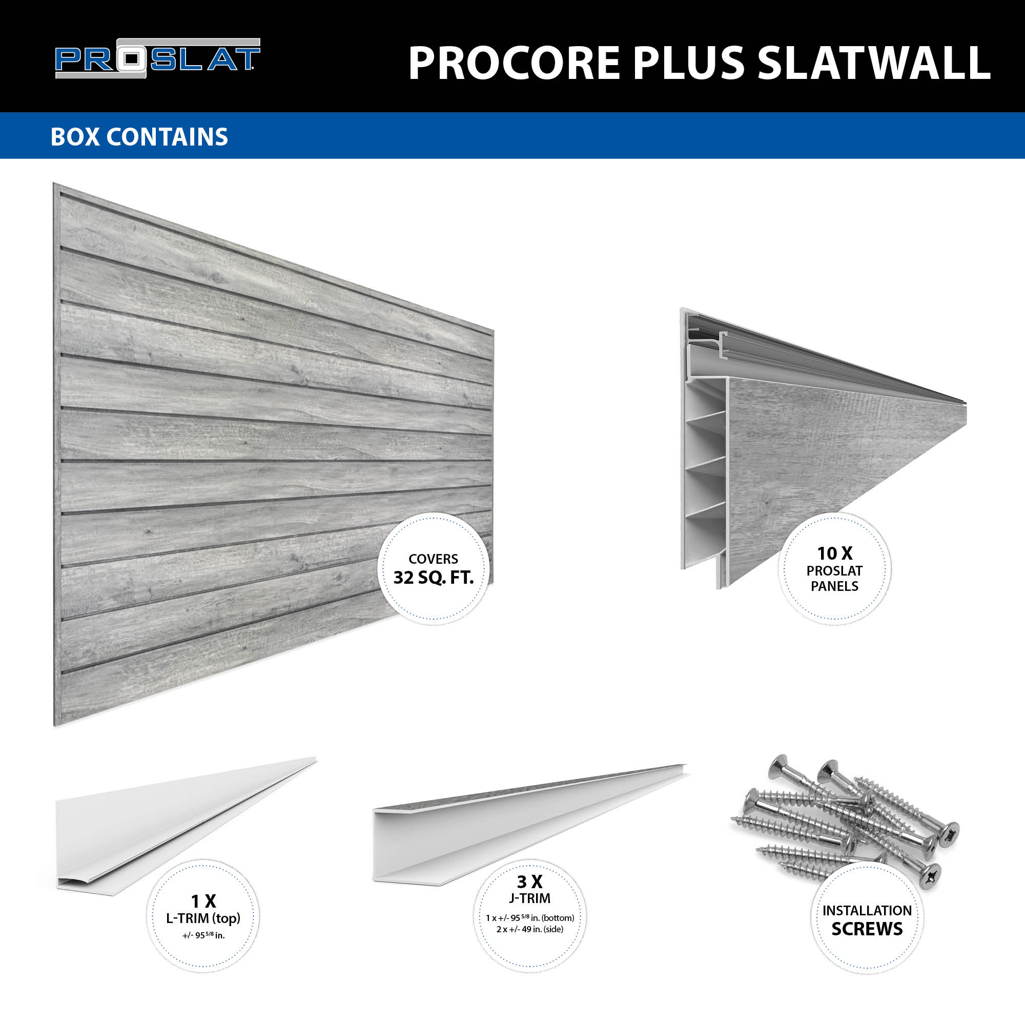 4 ft. x 8 ft. PROCORE PLUS PVC Slatwall