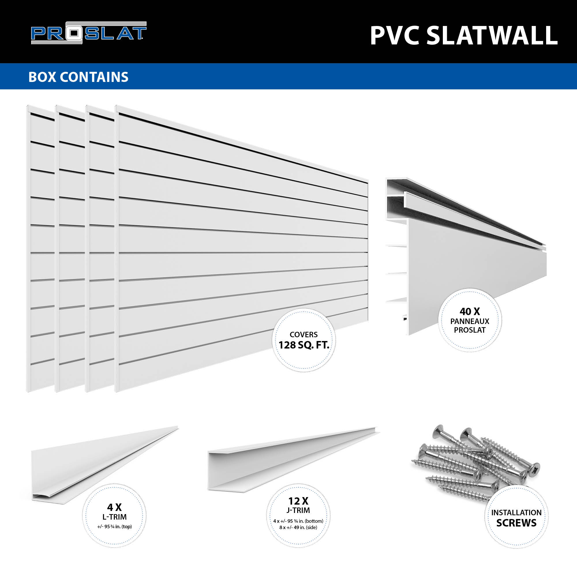 4 ft. x 8 ft. PVC Slatwall - 4 pack 128 sq ft