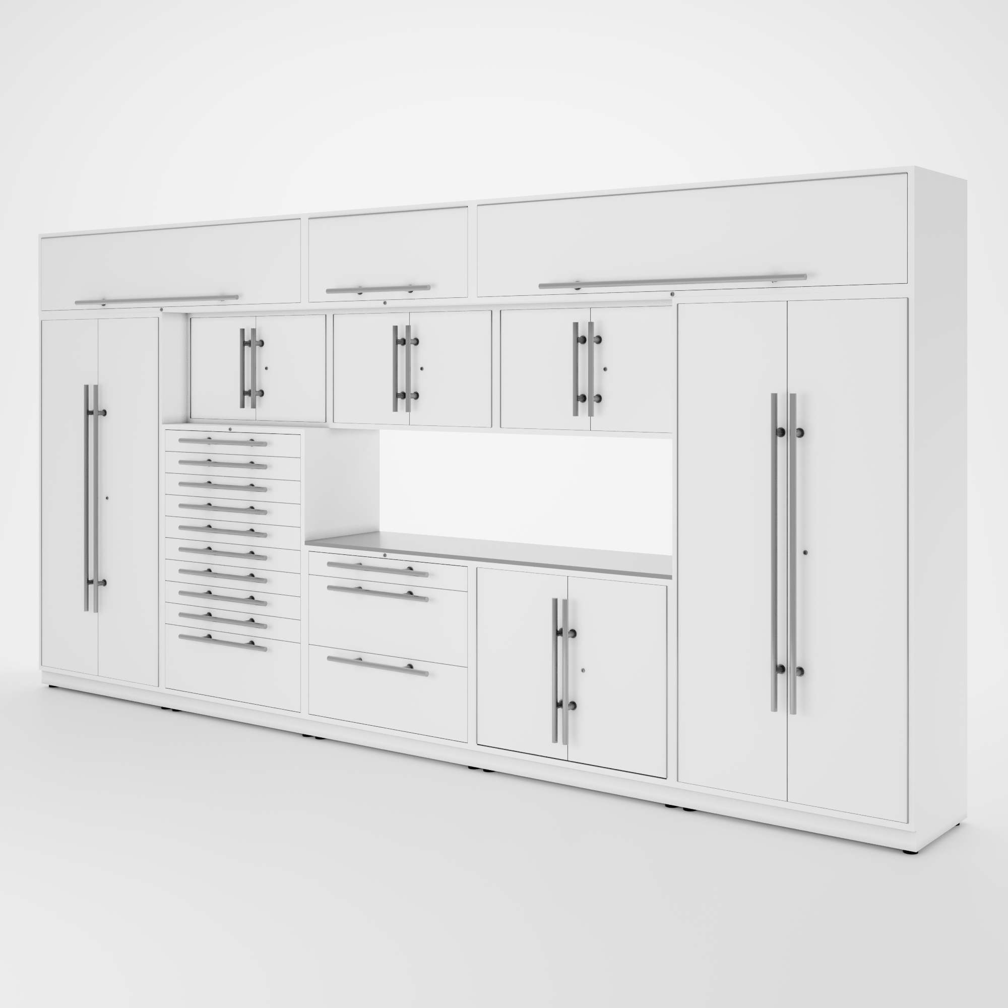 Armoires LUX – Ensemble de 16 pieds – Coffres à outils + Armoires supérieures