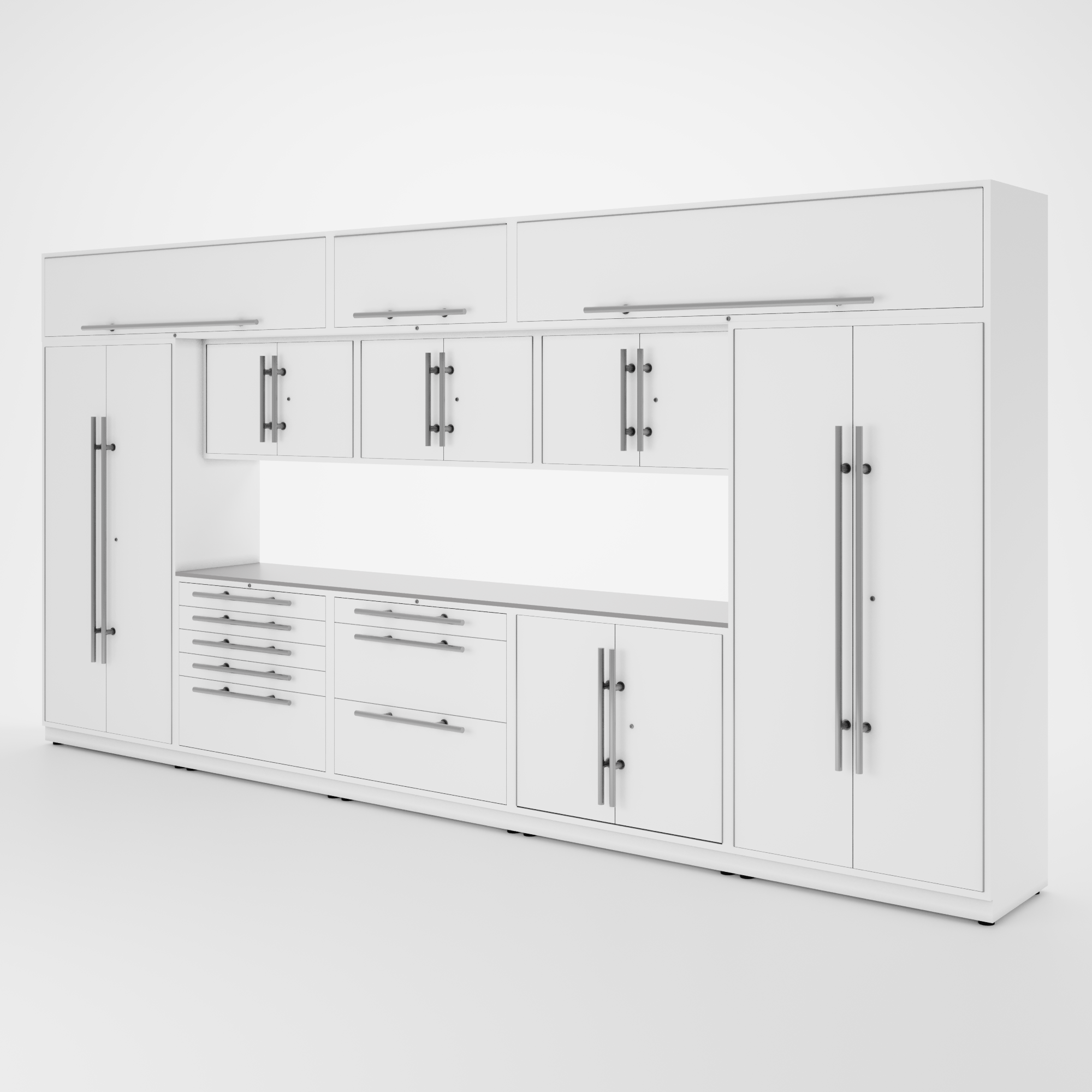 Armoires LUX — Ensemble de 16 pieds — Grand coffre + Modules supérieurs