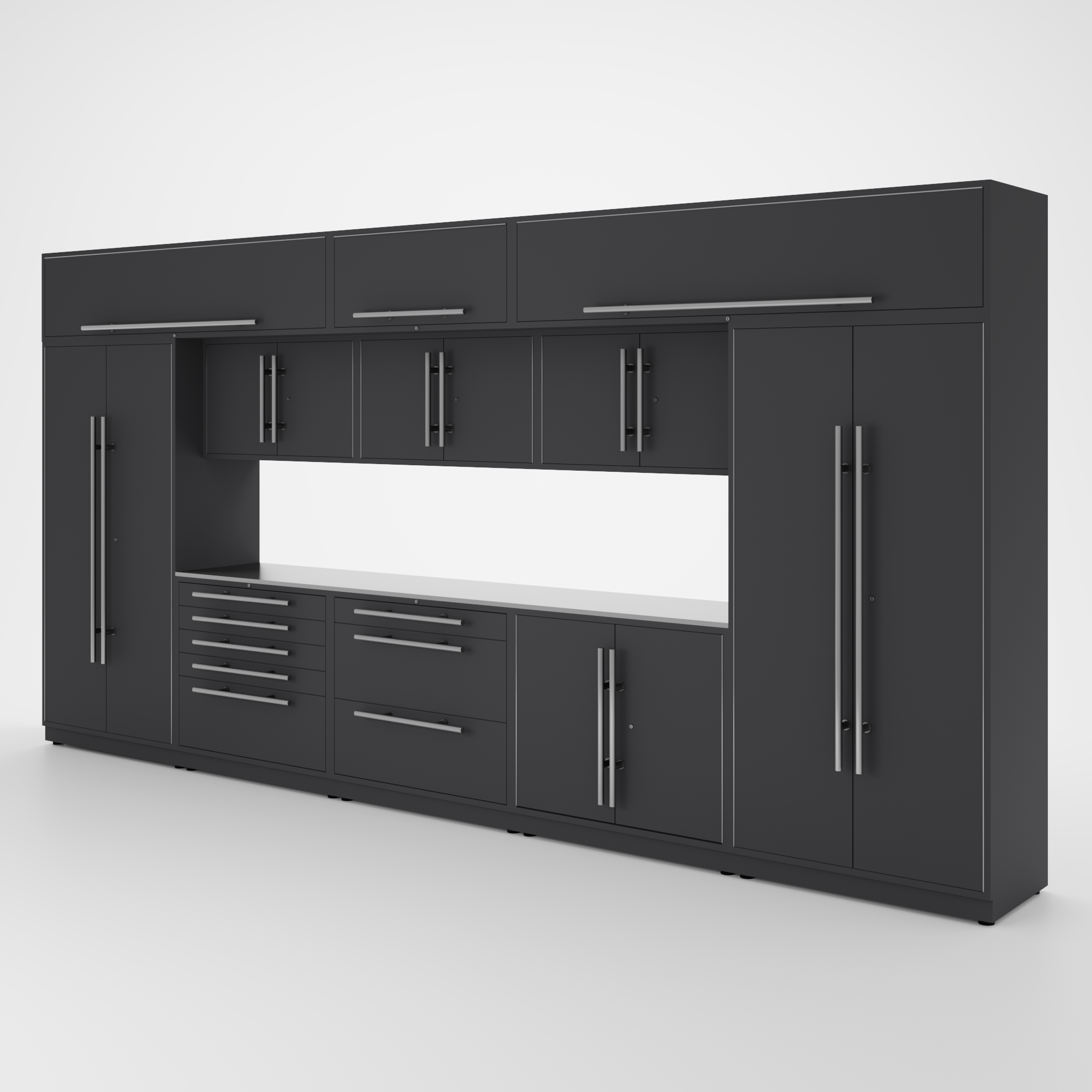 Armoires LUX — Ensemble de 16 pieds — Grand coffre + Modules supérieurs