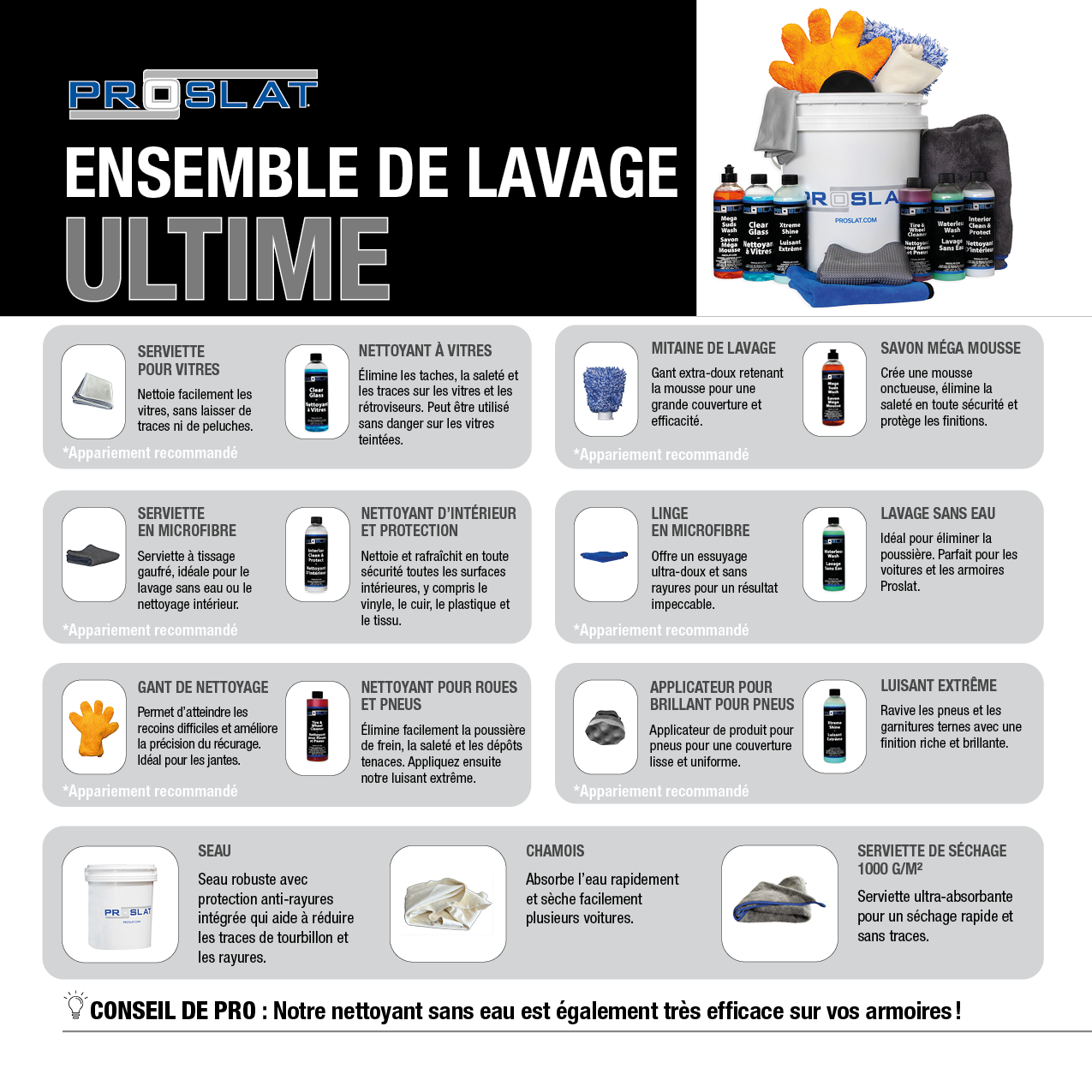 Nettoyant de lavage sans eau - Lot de 3
