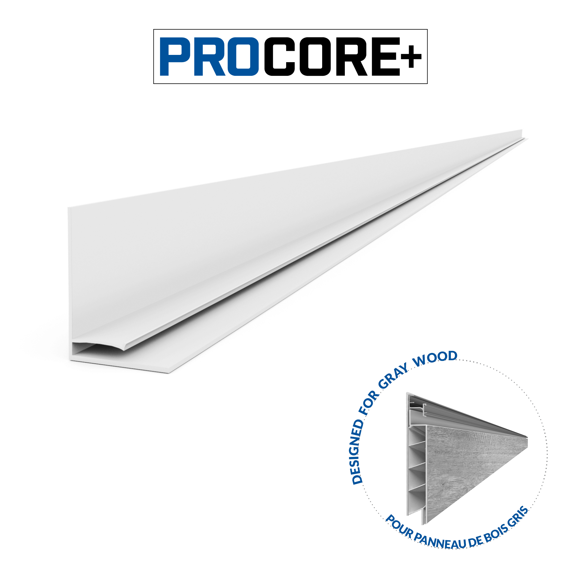 8 ft. PROCORE+ Gray Wood PVC Top Trim Pack