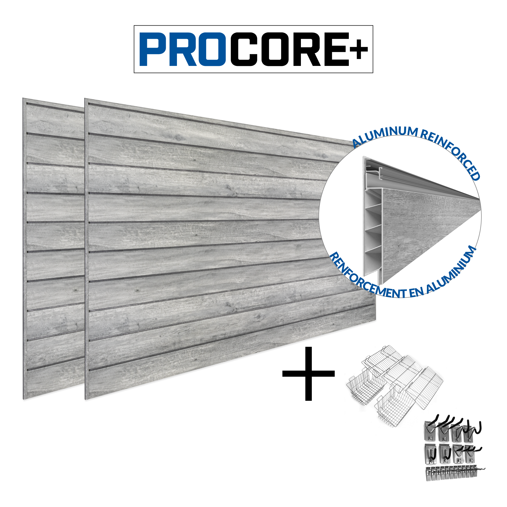 PROCORE+ Panneaux au fini bois gris – Ensemble ultime