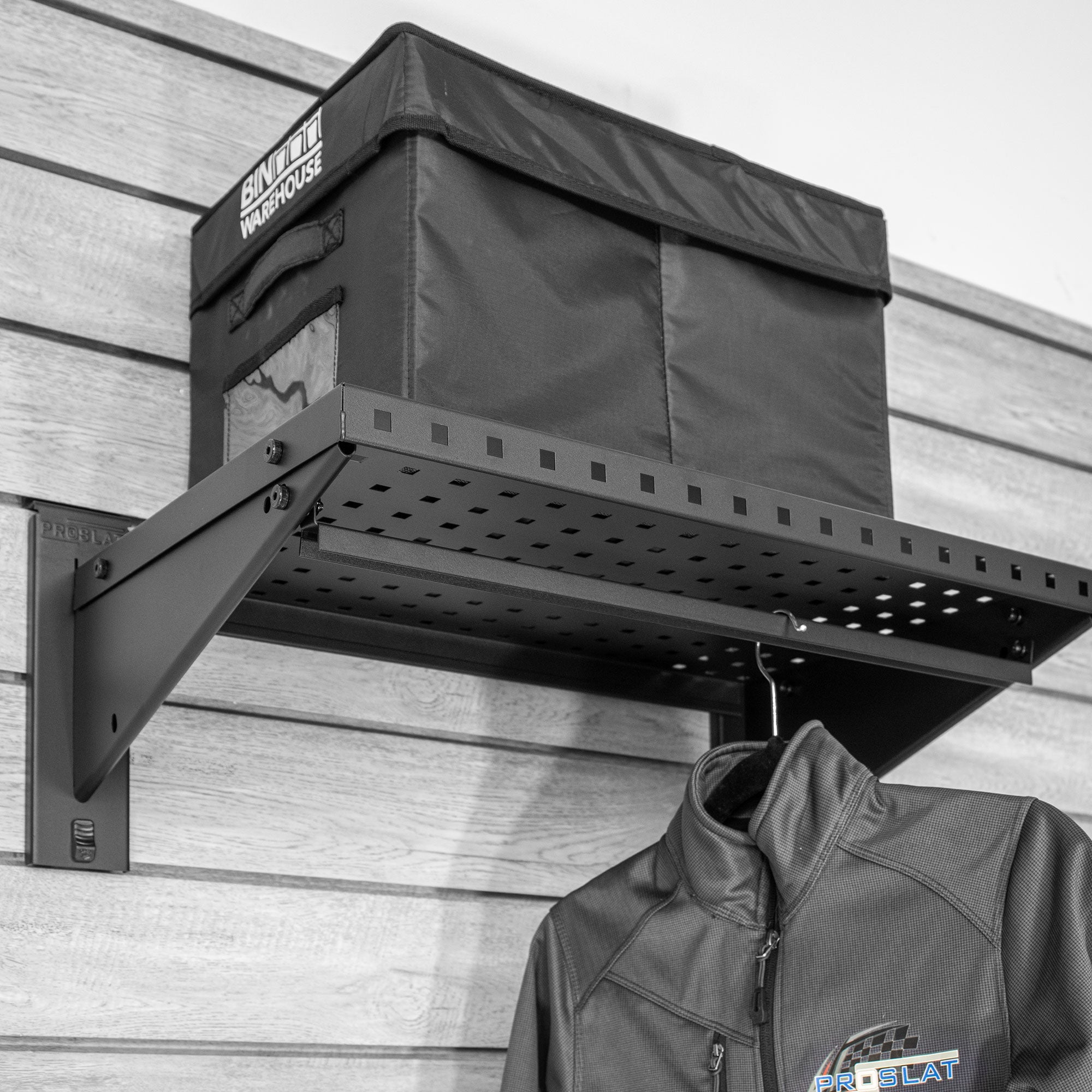 STEALTH 24 in. Heavy Duty Metal Shelf with Clothing Pole