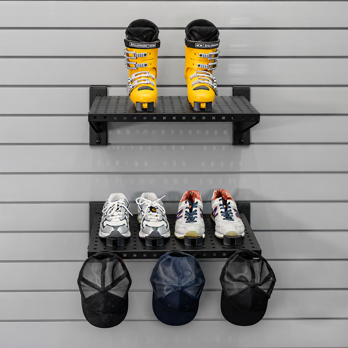 24 in. Heavy Duty Metal Shelves with Shoe & Hat Clips – 2 Pack