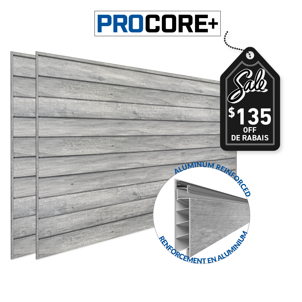 PROCORE+ Panneaux en PVC au fini bois gris – Ensemble de 2 – 64 pieds carrés