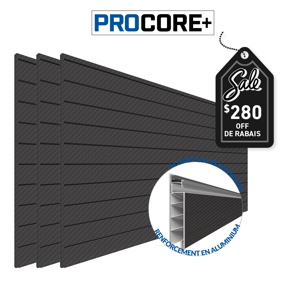 PROCORE+ Panneaux en PVC fibre de carbone noire de 4 pi x 8 pi – Ensemble de 3 – 96 pieds carrés