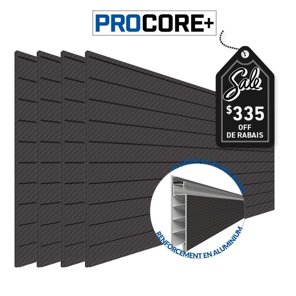 PROCORE+ Panneaux en PVC fibre de carbone noire de 4 pi x 8 pi – Ensemble de 4 – 128 pieds carrés