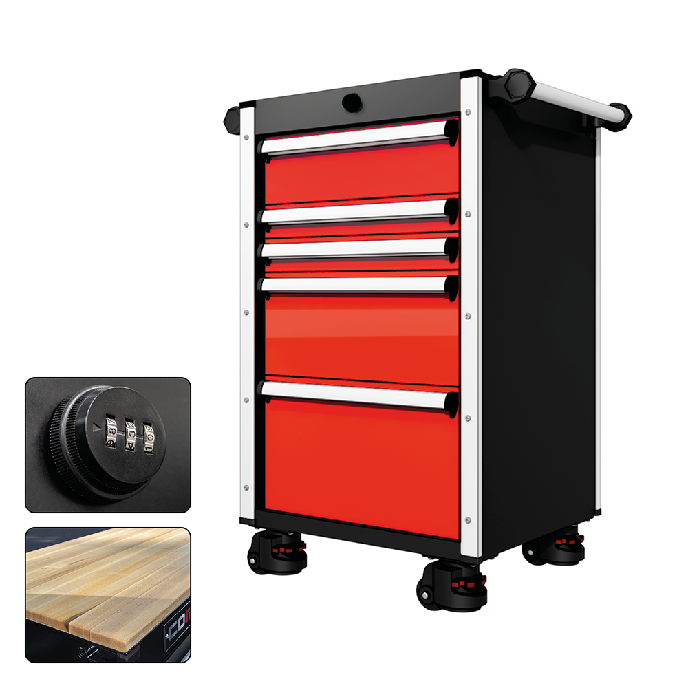 22 Series - 5 Drawers - Silver Handles - Foot Casters