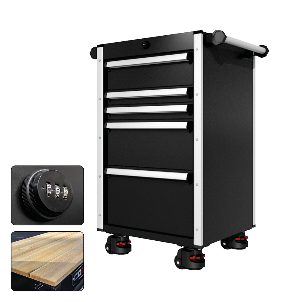 22 Series - 5 Drawers - Silver Handles - Foot Casters