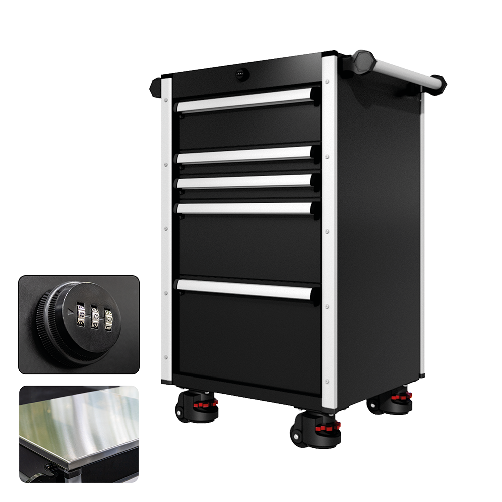 22 Series - 5 Drawers - Silver Handles - Foot Casters