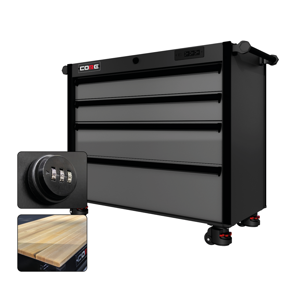 44 Series - 4 Drawers - Black Handles - Foot Casters