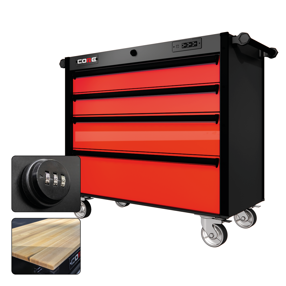 44 Series - 4 Drawers - Black Handles - Traditional Casters