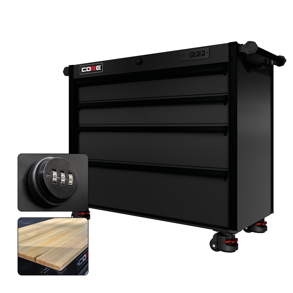 44 Series - 4 Drawers - Black Handles - Foot Casters