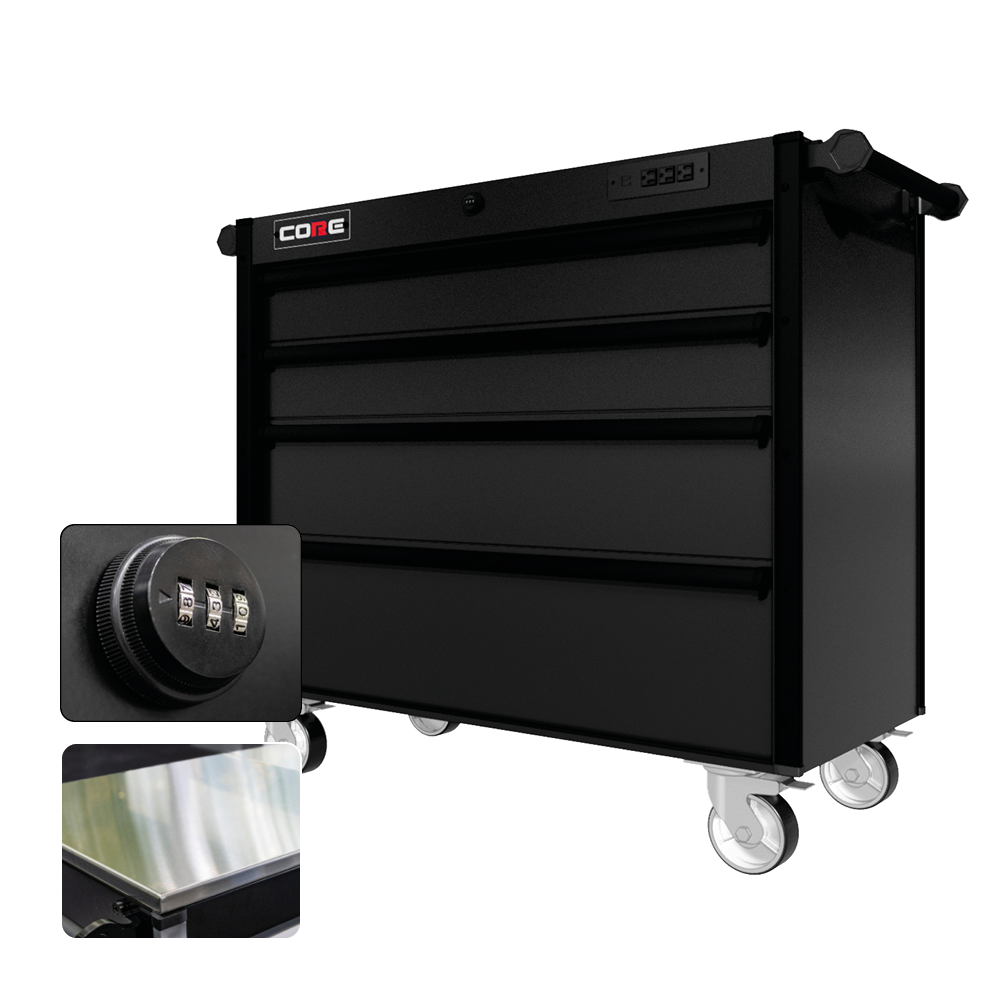 44 Series - 4 Drawers - Black Handles - Traditional Casters