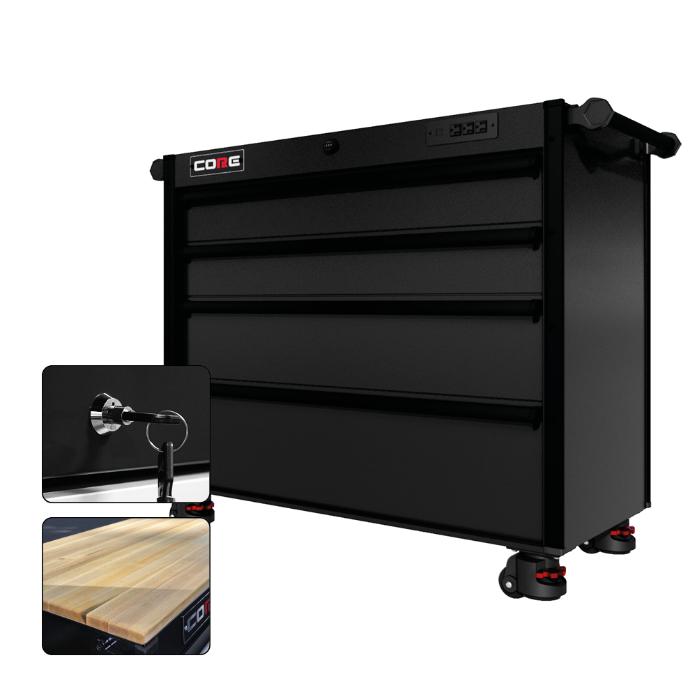 44 Series - 4 Drawers - Black Handles - Foot Casters