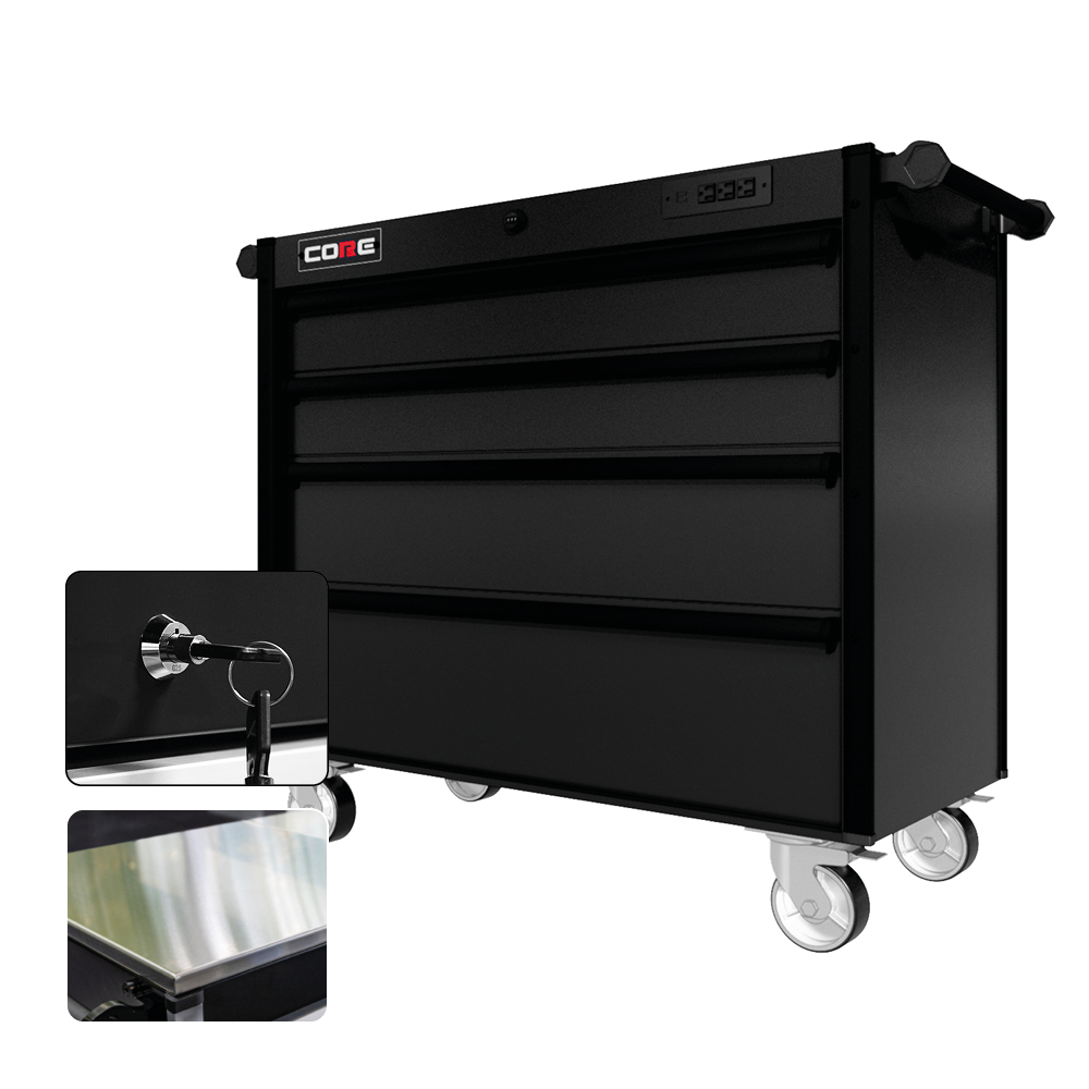 44 Series - 4 Drawers - Black Handles - Traditional Casters