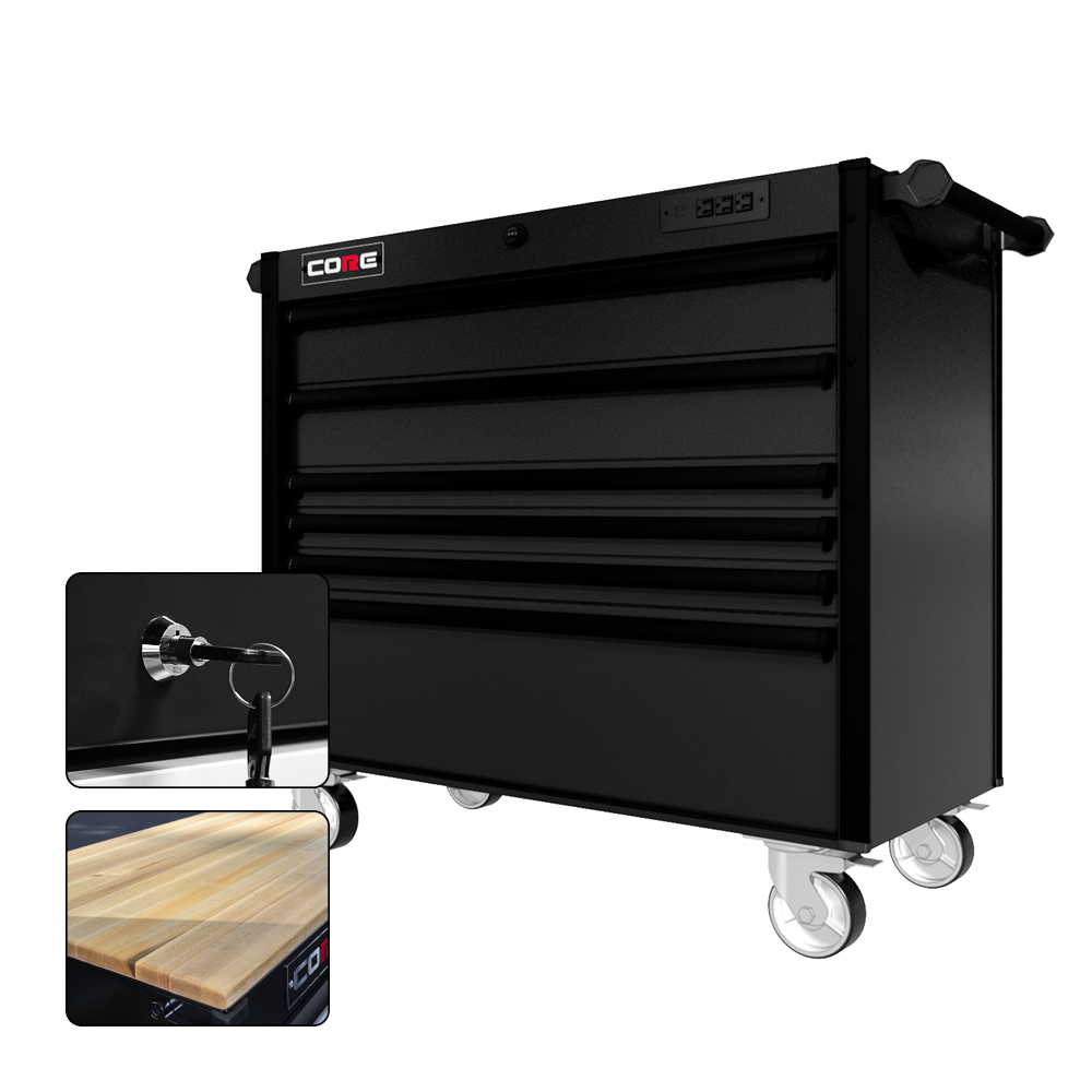 44 Series - 6 Drawers - Black Handles - Traditional Casters