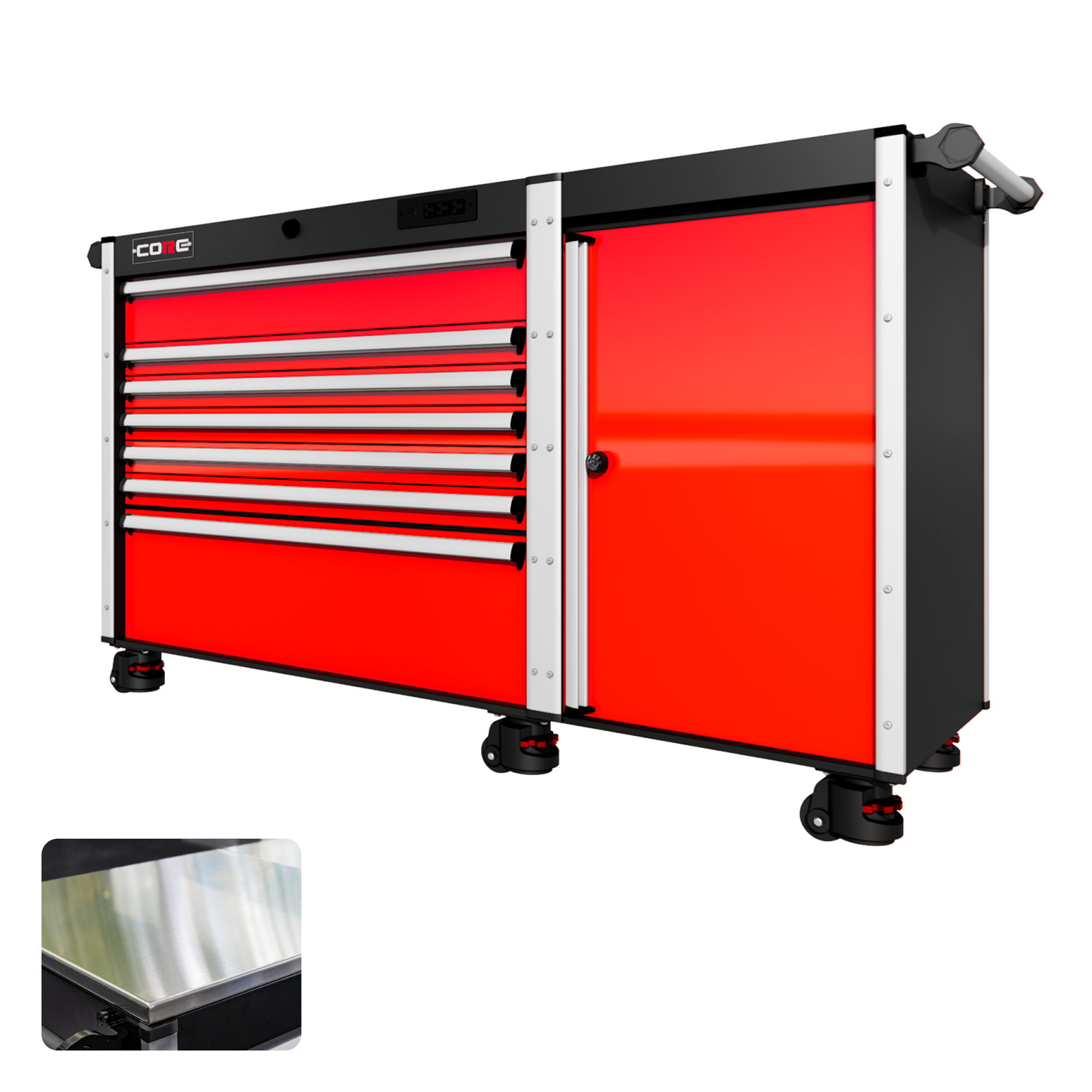 Série 66 - 7 tiroirs – Poignées argentées - Roulettes à pied