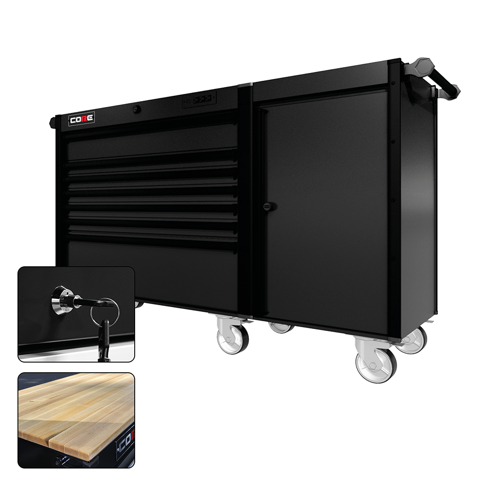 66 Series - 7 Drawers - Black Handles - Traditional Casters