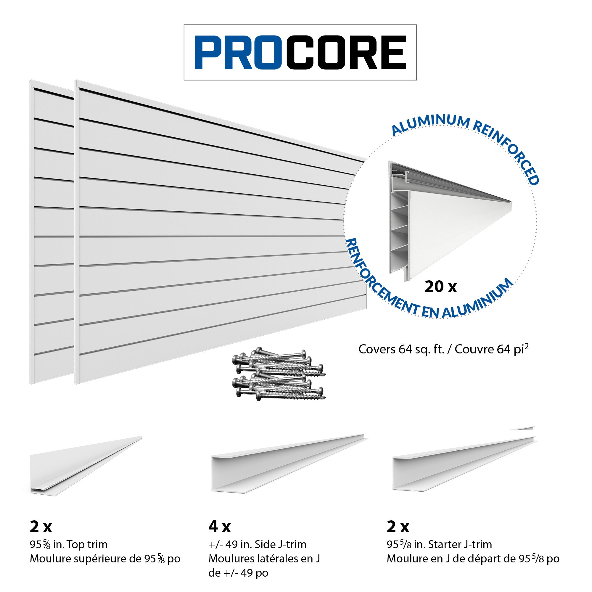 4 x 8 ft. PROCORE PVC Slatwall – 2 Pack 64 sq ft