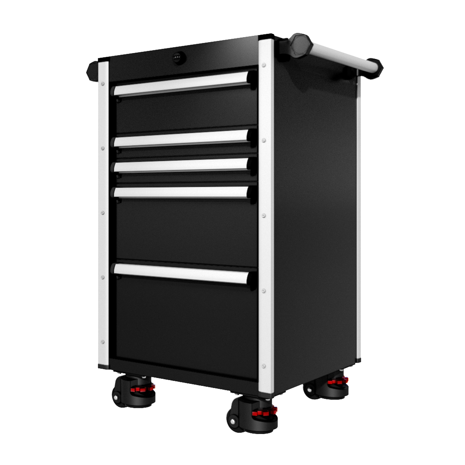 22 Series - 5 Drawers - Silver Handles - Foot Casters