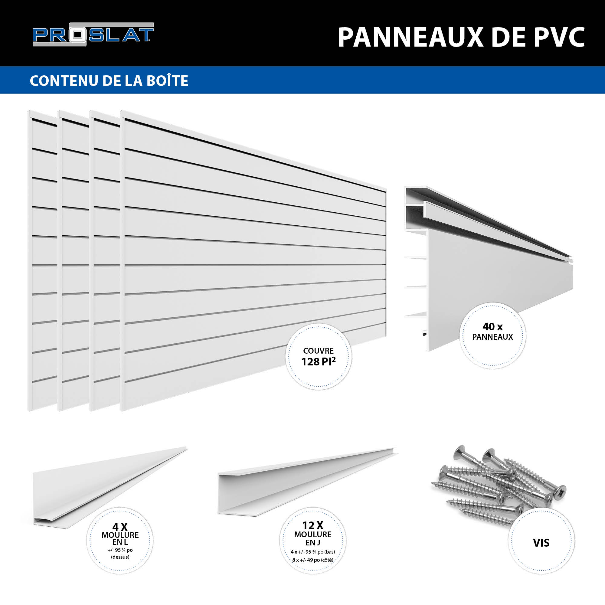 4 ft. x 8 ft. PVC Slatwall - 4 pack 128 sq ft