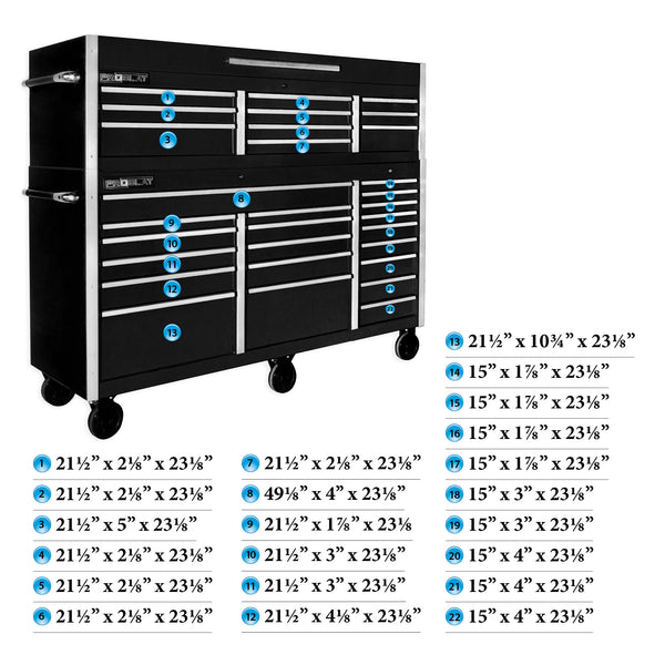 MCS 72.5 in. Rolling tool chest combo – Black – Proslat Canada