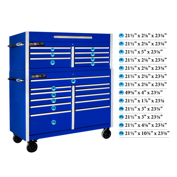 MAXIM 54” Red Complete Toolbox Combination with 23 Drawers - Professional  Mechanic Tool Box Storage