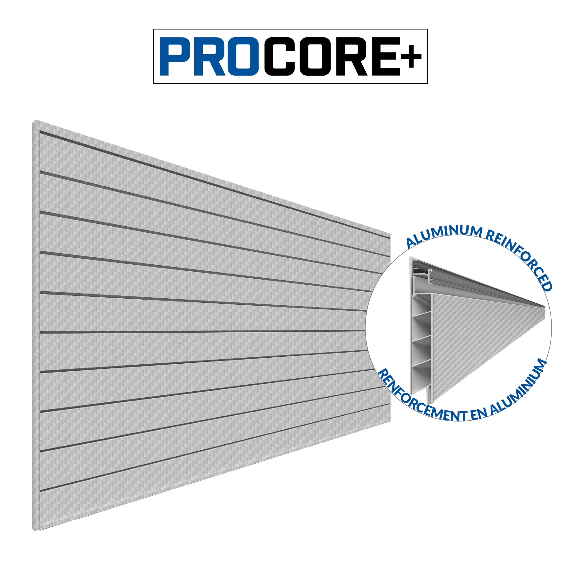 4 x 8 ft. PROCORE+ Silver gray carbon fiber PVC Slatwall