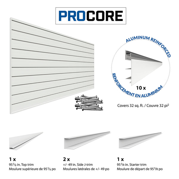 8 ft. x 4 ft. PROCORE PVC Slatwall – White