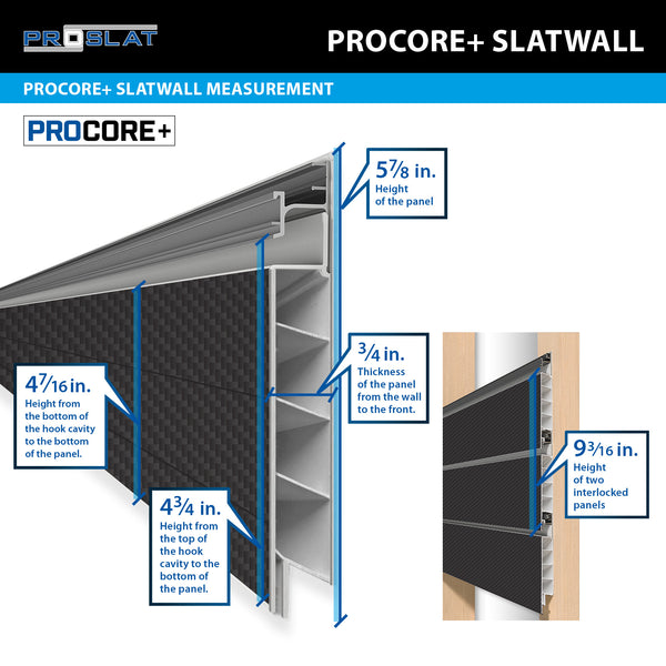 8 ft. x 4 ft. PROCORE+ Black Carbon Fiber PVC Slatwall