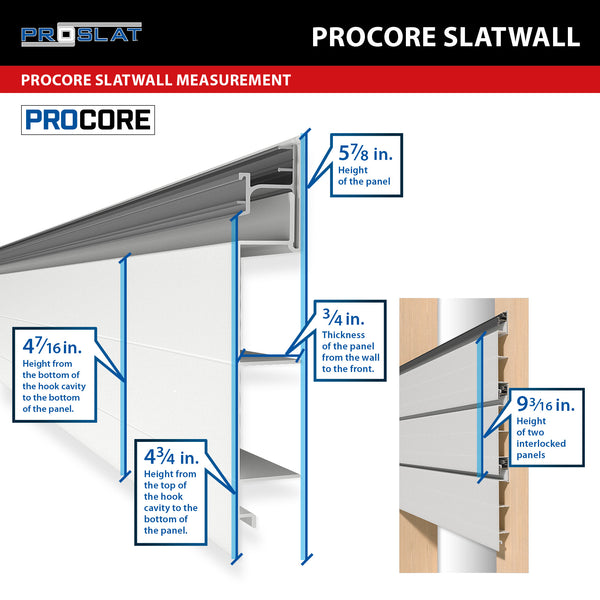 8 ft. x 4 ft. PROCORE PVC Slatwall - Grey