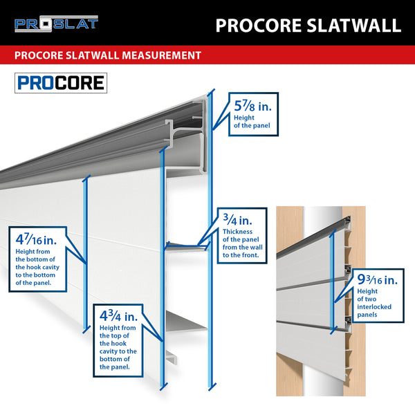 8 ft. x 4 ft. PROCORE PVC Slatwall – White