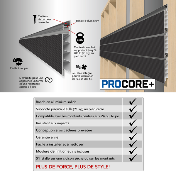 8 ft. x 4 ft. PROCORE+ Black Carbon Fiber PVC Slatwall