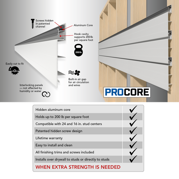 8 ft. x 4 ft. PROCORE PVC Slatwall - Grey